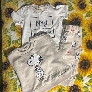 Snoopy Graphic Tee and Sweatshirt Set